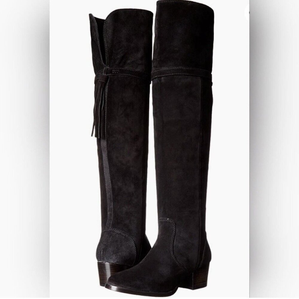 #88 FRYE Black Suede Leather Clara OTK Over The Knee Slouch Boot Size 8.5 M